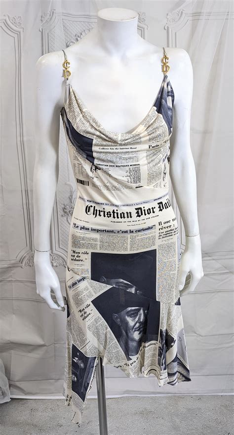 dior newspaper print dress|john galliano newspaper dress.